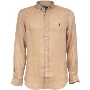 Polo Ralph Lauren, Heren, Overhemden, Beige, Maat: XL Linnen,