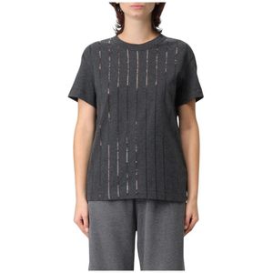 Brunello Cucinelli, Dames, Tops, Grijs, Maat: L