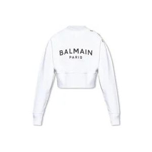 Balmain Sweatshirt met logo , White , Dames , Maat: XL