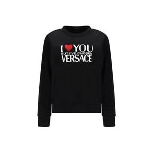 Versace Zwarte Katoenen Logo Sweatshirt , Black , Dames , Maat: 2XS