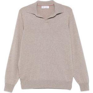 Brunello Cucinelli, Heren, Truien, Beige, Maat: M Kasjmier,