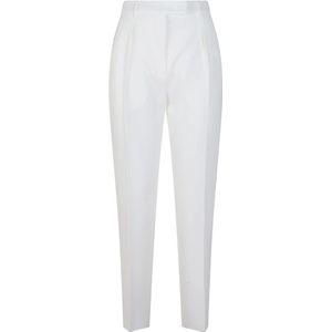Max Mara Studio, Dames, Broeken, Wit, Maat: S Leer,