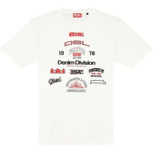 Diesel, Heren, Tops, Wit, Maat: L Katoen,