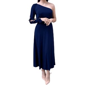 Elisabetta Franchi, Dames, Jurken, Blauw, Maat: S Jersey,