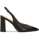 Kazar - Zwarte Slingback Pumps - Dames - Leer - Brede Hak