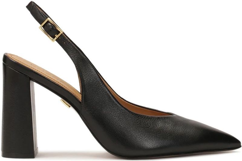 Kazar - Zwarte Slingback Pumps - Dames - Leer - Brede Hak