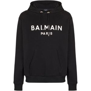 Balmain Gedrukte Pari hoodie , Black , Heren , Maat: 2XL