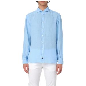 Fay, Heren, Overhemden, Blauw, Maat: 3XL Linnen,