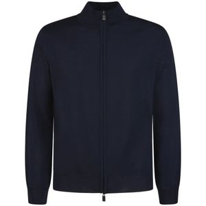 Canali, Heren, Sweatshirts & Hoodies, Blauw, Maat: 4XL Wol,