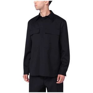 Jil Sander, Heren, Overhemden, Zwart, Maat: L Katoen,