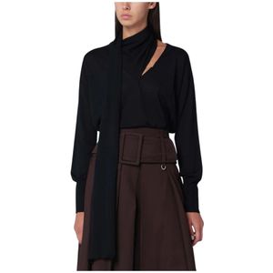Roberto Collina, Dames, Tops, Zwart, Maat: L Wol,