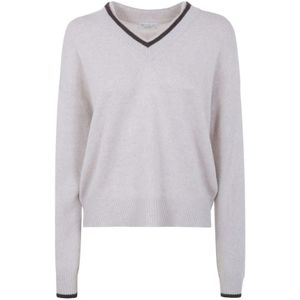 Brunello Cucinelli, Dames, Truien, Grijs, Maat: L Kasjmier,