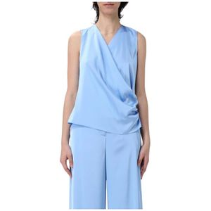 Hanita, Dames, Tops, Blauw, Maat: M Satijn,