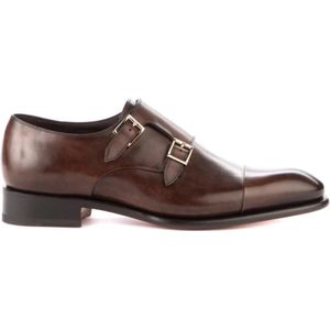 Santoni Donkerbruine Double Monks Business Schoenen , Brown , Heren , Maat: 42 EU