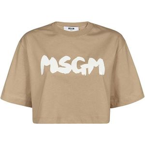 Msgm, Dames, Tops, Beige, Maat: XS Katoen,