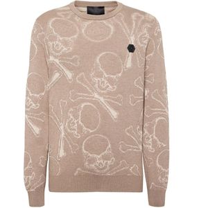 Philipp Plein, Heren, Truien, Beige, Maat: 3XL Katoen,