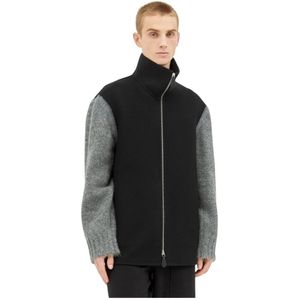 Jil Sander, Heren, Sweatshirts & Hoodies, Zwart, Maat: M Wol,