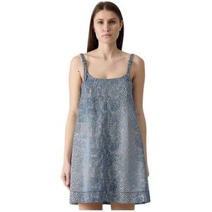 Versace Jeans Couture, Dames, Jurken, Blauw, Maat: 2XS Katoen,