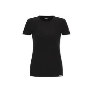 Dsquared2 T-shirt met logo , Black , Dames , Maat: L