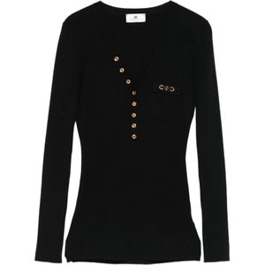 Elisabetta Franchi, Dames, Tops, Zwart, Maat: S
