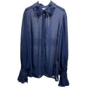 Elisabetta Franchi, Dames, Blouses & Shirts, Blauw, Maat: M