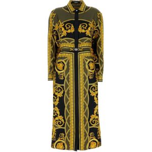 Versace Barok Zijden Twill Jurk , Multicolor , Dames , Maat: XS