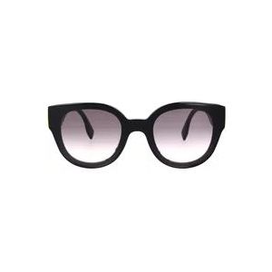 Fendi Glamoureuze ronde zonnebril met donkergrijze lens , Black , Heren , Maat: 63 MM