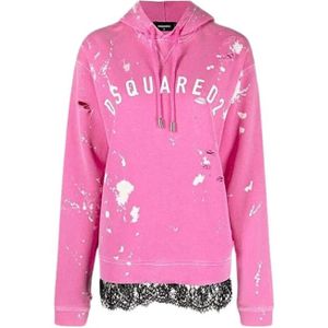 Dsquared2, Dames, Sweatshirts & Hoodies, Roze, Maat: XS Katoen,