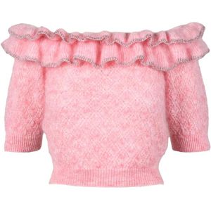 Alessandra Rich, Dames, Truien, Roze, Maat: S Wol,