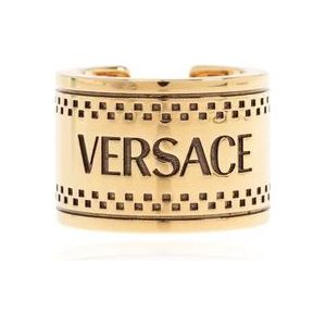 Versace Messing ring met logo , Yellow , Dames , Maat: 58 MM