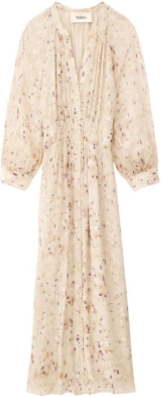 BA&SH - 1H25KARL Karla - Bruine Jurk - Viscose - Lange Mouwen - Midi-lengte