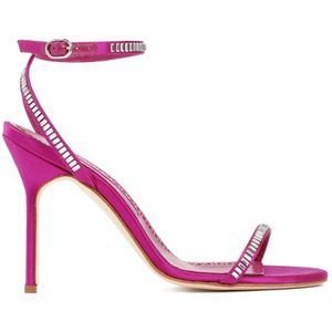 Manolo Blahnik, Dames, Schoenen, Paars, Maat: 39 EU Satijn,