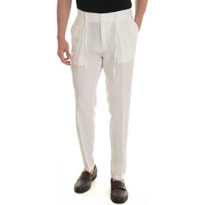 Paoloni, Heren, Broeken, Wit, Maat: L Linnen,