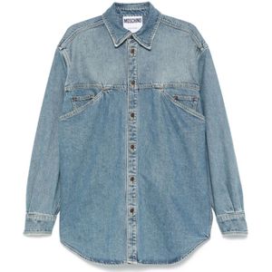 Moschino, Heren, Overhemden, Blauw, Maat: XL Denim,