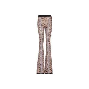 Balmain Gebreide broek met slangenprint , Brown , Dames , Maat: S