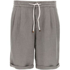 Brunello Cucinelli, Heren, Korte broeken, Grijs, Maat: 2XL Linnen,