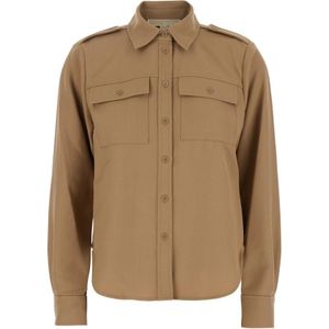 Michael Kors, Dames, Blouses & Shirts, Beige, Maat: XS Wol,