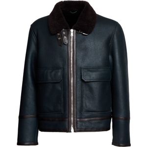 Dondup, Heren, Jassen, Blauw, Maat: L Leer,