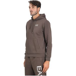 Emporio Armani Ea7, Heren, Sweatshirts & Hoodies, Bruin, Maat: S