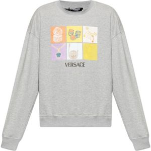 Versace, Heren, Sweatshirts & Hoodies, Grijs, Maat: M Katoen,