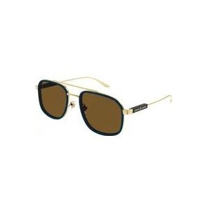 Gucci Goud/bruine zonnebril Gg1310S , Yellow , Heren , Maat: 56 MM