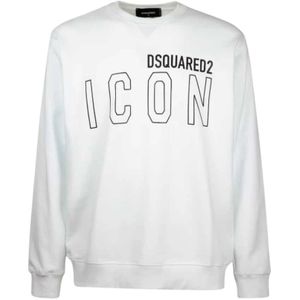 Dsquared2, Heren, Sweatshirts & Hoodies, Wit, Maat: L Katoen,