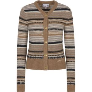 Ganni Gestreepte Wollen Vest Trui , Multicolor , Dames , Maat: S