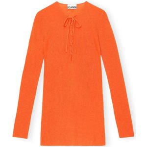 Ganni, Dames, Blouses & Shirts, Oranje, Maat: XS Wol,