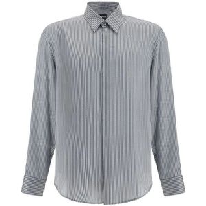 Giorgio Armani, Heren, Overhemden, Blauw, Maat: 3XL Satijn,