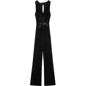 Patrizia Pepe, Dames, Jumpsuits & Playsuits, Zwart, Maat: XS Velours,