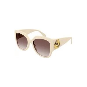 Gucci Bruine zonnebril voor vrouwen , White , Dames , Maat: 54 MM