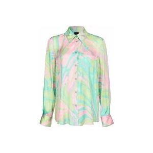 Pinko Multicolor Satijnen Print Shirt , Green , Dames , Maat: XS
