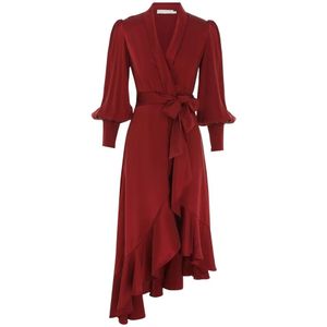 Zimmermann Elegante Zijden Midi Wrap Jurk , Red , Dames , Maat: L