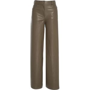 Norma Kamali, Dames, Broeken, Bruin, Maat: M Leer,